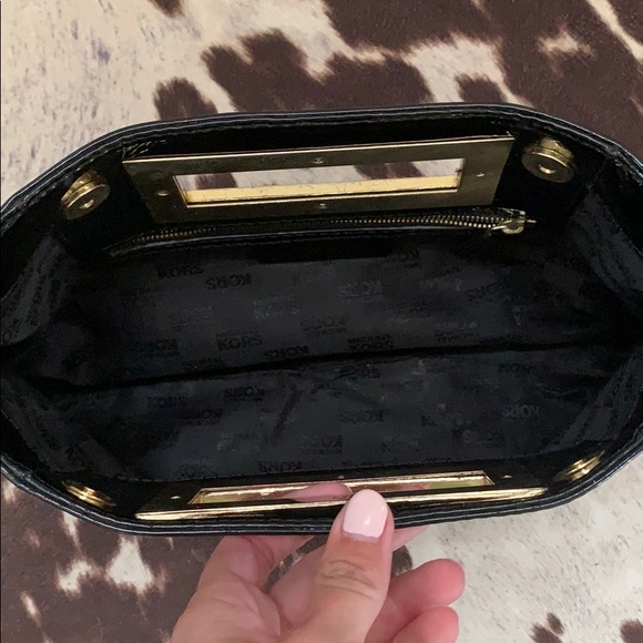 Michael Kors Black & Gold Patent Leather Clutch - Picture 3 of 7